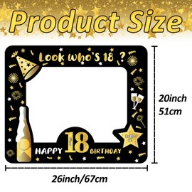 18th Birthday Photo Booth Props,Black Gold Inflatable Selfie Frame Picture Frame,Giant Inflatable Party Photo Booth Frame for Girls Boys 18th Birthday Party Decorations Supplies,Girls Boys Favor Gift