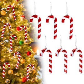 6 Pcs Christmas Tree Candy Ornaments, 16cm Large Christmas Candy Hanging Decorations, Candy Cane Christmas Decorations Red and White Christmas Tree Decorations, Candy Pendant Decor