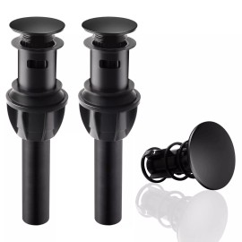Hibbent 2 Pack Pop Up Drain Stopper for Bathroom Sink, Sink Drain with Overflow, - Matte Black