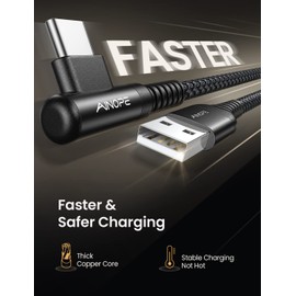 AINOPE [2 Pack 1.6FT Type C Cable, 3.1A Type C Charger Fast Charging, Right Angle Nylon Braided USB to USB C Cable Compatible with Galaxy S22 S21 S10, Note 10 9 A51 LG G8 G7 Charging Cord