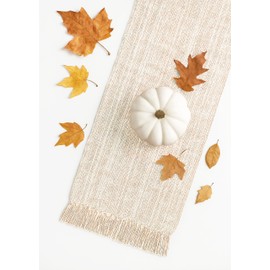 PurpleEssences Chambray Table Runner with Fringes - 100% Cotton, 13x72 Inch - Rustic Farmhouse Fall Décor, Reusable, Machine Washable for Dining Tables - Royal Linen and H.White