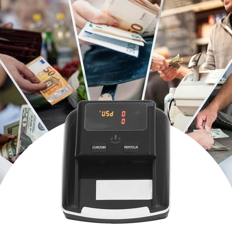 Automatic Banknote Detector Portable USD EUR Count Machine Counterfeit Bill