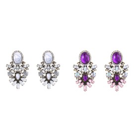 Unbranded Stunning Big & Bold Design White Turquoise & AB Clear Color Crystal Earrings