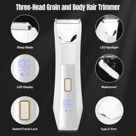 Manscape Body and Ball Trimmer for Men, 3-in-1 Pubic Groin & Nose Hair Trimmer, Ball Shaver & Body Groomer, Wet/Dry Electric Razors for Smooth Shaving, IPX7 Waterproof with Travel Case