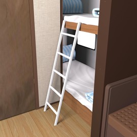 RV Bunk Bed Ladder 45"/50"/55"/60"/66"/72'', Heavy Duty Travel Trailer Bed Ladders with 4 Hook and Foot Caps, Metal Twin Bed Step Ladder for Home Dorm Appartments, Load 330 LBS (55inch / 140cm, White)