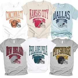 Vintage Football T-shirt Hometown Teams Tee Football Retro Tshirt Football Thowback Tee Buffalo Football Tshirt Kansas City football tee Dallas Football Throwback T-shirt San Francisco Tee Pittsburg Vintage Tshirt:_White_XL_5. Cleveland