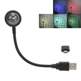 Car Star Lights USB Star Projector Star Night Atmosphere Light Led Voice Control Adjustable 360° Rotation for Home Car, Party (Type-C)