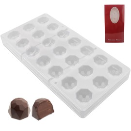 Miruchertter Polycarbonate Chocolate Mold 21 Cavities Diamond Shape Truffle Molds Easy Release & Clean Clear Candy Making Tray for Chocolates, Sweets, Jelly, Candies, Pralines (Clear)