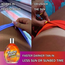 Sunglowy Bronzing Tanning Lotion Accelerator for Indoor Tanning Bed Cream to Get Dark Fast Tan, Sunbed Lotion w/Tattoo Protecting Formula, DHA Free, 13.5oz