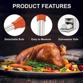 HIC Kitchen Roasting Heat Resistant Turkey Baster with Injector Needle, 18/8 Stainless Steel and Silicone, 13-Inch, 2-Ounces
