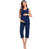 SWOMOG Women's Nursing Pajamas Set with Pockets Maternity Nightwear 3