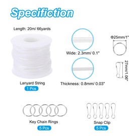 PATIKIL Lanyard String Kit, Plastic Lacing Cord Gimp String Lanyard Weaving Kit with Lanyards Accessories for Jewelry Making DIY Crafts, Bracelets, Keychains, White