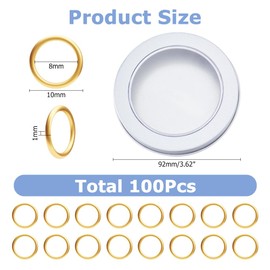 Hobbspring 100Pcs Metal Stitch Markers 18K Gold Plaetd Round Knitting Stitch Markers Knitting Crochet Locking Markers Brass Knitting Stitch Rings for DIY Craft Project Knitting and Crocheting