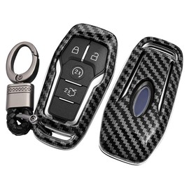 GZJUNFUGJ Carbon Fiber Car Key Fob Case Shell Cover Compatible for Lincoln MKC MKX,Compatible for Ford Mustang F150 F250 Explorer Expedition Key Fob Holder with Keychain Remote Accessories
