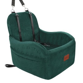 Lealchum Dog Booster Car Seat for Small/Medium Dogs,Puppy Portable Car Seat with Elevated Cushion,Fully Detachable and Washable Pet Car Seat with Storage Pockets,Easy to Install (Green, Medium)