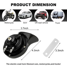 KVAEY 300DB Super Loud Train Horn, 12V Waterproof Air Horns Replacement Kit, High Low Tone Car Air Electric Snail Double Horn, Universal Vehicle Air Horn Replacement for Car Truck Boat (Black)