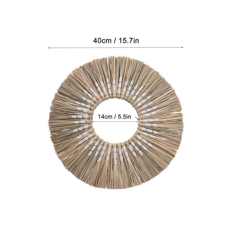 Wall Mirror Make Up Tapestry Decorative Grass Woven Round Hanging