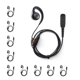 [10-Pack] ProMaxPower C-Shape Swivel Earpiece Headset with PTT Button & Microphone for Motorola Two-Way Radios XPR7350e, XPR7550, XPR7580, XiR-P8268, MTP850, APX4000