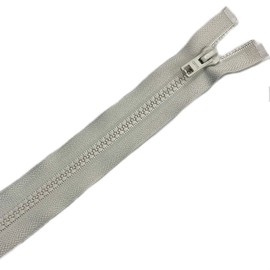 Plush Addict Heavy Duty Chunky Plastic Open-Ended Zip Fasteners for Sewing, Crafts, Clothing and Accessories - Light Grey - 30" (76cm)