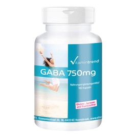 GABA Capsules 750mg - 180 High Dose Vegan Capsules - 1500mg GABA per Daily Dose | Vitamintrend®