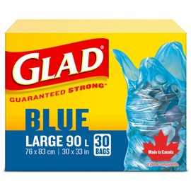 Glad Glad Blue Recycling Bags - Large 90 Litres - 30 Trash Bags, Made in Canada of Global Components