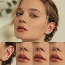 Diamday 6stk Nasenpiercing Ring 316L Chirurgenstahl Fake Nasenring Septum Ring Helix Piercings Gold Fake Nase Piercing Nasenring Tragus Daith Piercing Ohr Hoop Lippenring Knorpelohrring 18/20/22G