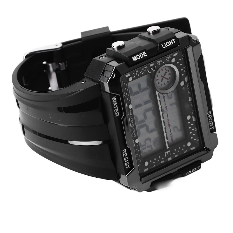 Men Rectangle Digital Sports Watch Night Light Rectangle Display Waterproof