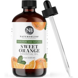NaturoBliss 100% Pure & Natural Sweet Orange Essential Oil Therapeutic Grade Premium Quality Oil with Glass Dropper - Huge 4 fl. Oz - Perfect for Aromatherapy and Relaxation