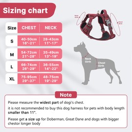 Belababy Medium Dog Harness, Anti Pull Dog Harness with Soft Padded Handle for Walking Training, Adjustable Reflective Harness for Small Medium Large Dogs, Red M