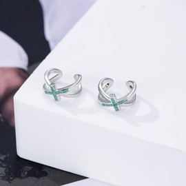 KoyeKei Cross Cuff Earrings Non Piercing 925 Sterling Silver Turquoise Cross Cartilage Earrings Cross Jewelry Gifts for Women Her Girlfriend Wife