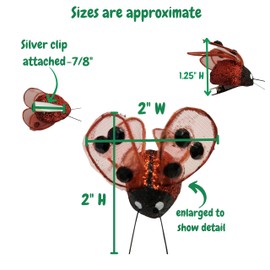 Ladybug Clip-on Decorations - Set of 12 - Red & Black Ladybugs with Metal Clips - Spring & Summer Décor - Home -Party & Crafting Accessories - Each is 2" x 2" x 1.25".