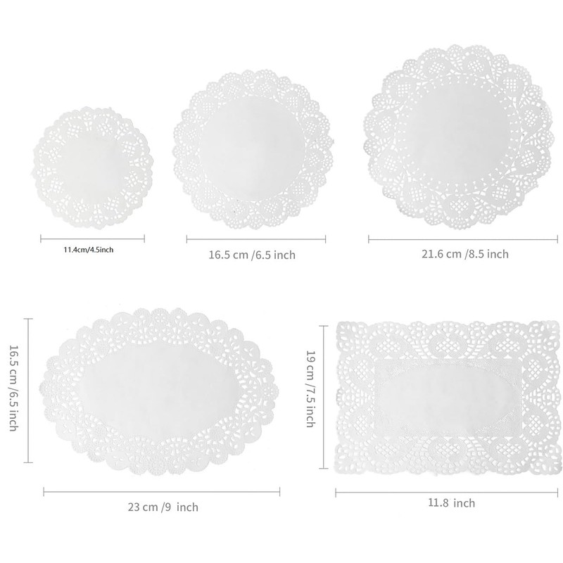WADY 250Pcs Disposable Lace Paper Doilies for Food White Decorative