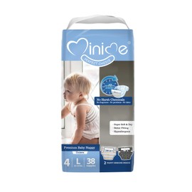 Minime Baby Diapers - Size 4 (22-33 lbs), Large, 38 Count, Premium Ultra Soft Disposable Baby Diapers, Hypoallergenic, Fragrance Free