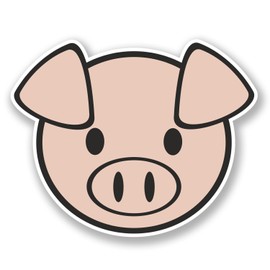2 x 10cm Happy Pink Pig Vinyl Decal Stickers Laptop Car Funny Cute Animal #6585 (10cm Wide x 8cm Tall)