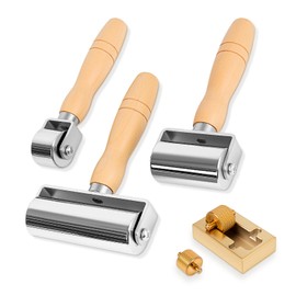 3 Pack 26mm 60mm 100mm Wooden Handle Leather Press Edge Rollers,Including Leather Edge Roller Oil Painting Box,Compatible with Dyeing Craft DIY Working, Leather Craft Laminating Tool for Leather Craft