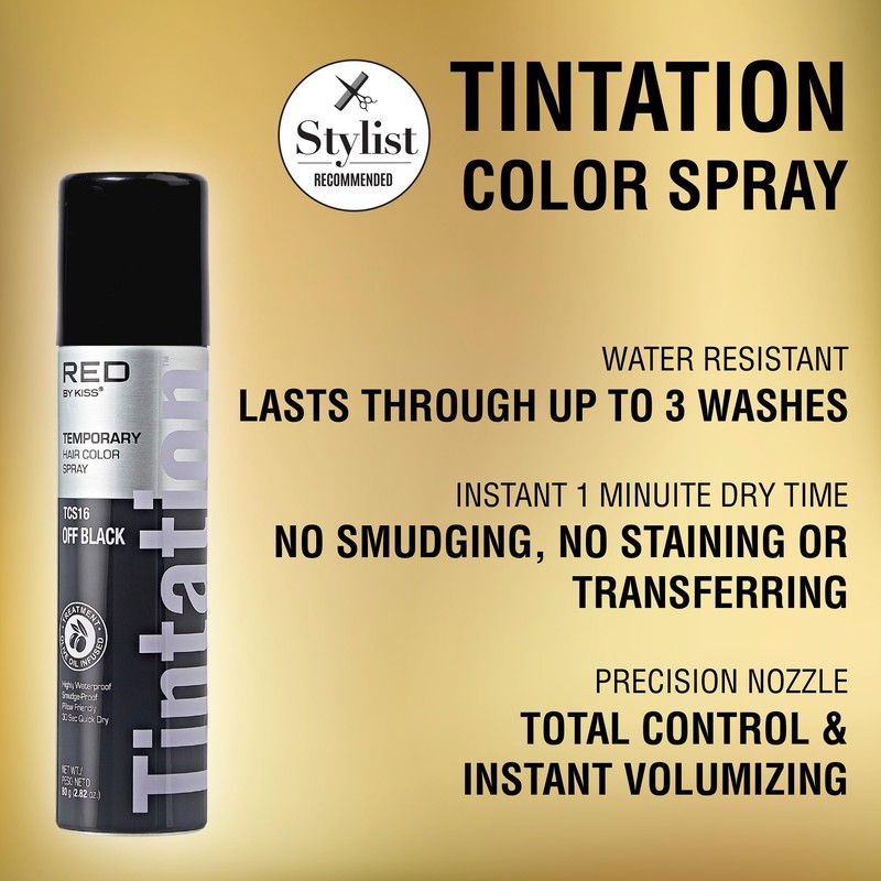 Red by Kiss Tintation Temporary Hair Color Spray, Instant Gray