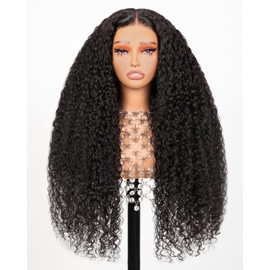 Megalook Glueless Wigs Human Hair 5x6 HD Closure Wig Wear and Go 12A Glueless Wigs Human Hair Pre Plucked Pre Cut 210% Density Deep Wave Lace Front Wig for Women 20 Inch Natural Color