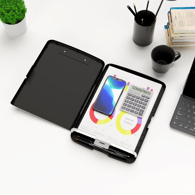Hnogri Plastic Clipboard with Storage, Folder Nursing Clipboard Side Opening,