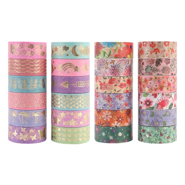 Naimo 24 Rolls Printed Washi Tape Set Masking Tape Stickers
