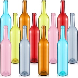 Zhehao 6 Pcs Decorative 750ml Empty Wine Bottles Summer Colored Glass Bottles for Bottle Tree for Garden Outside Home Room Spring Summer Party Outdoor Indoor Decor (Elegant Color)