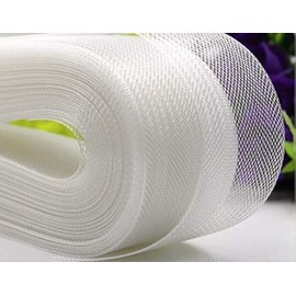 Teemico 50 Yards Stiff Polyester Horsehair Braid for Polyester Boning Sewing Wedding Dress Dance Formal Dress Accessories (White, 3 inch)