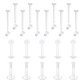 LAURITAMI Clear Earrings Studs Retainers Plastic Pins and Back Rubbers Stoppers Acrylic Ear Lobe Tragus Piercing 20G