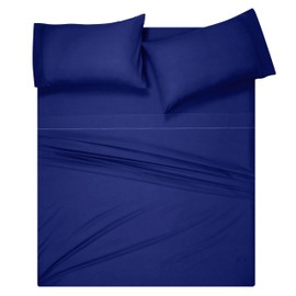 GLAMBURG Cotton Rich Queen Sheet Set - 4 Piece Deep Pocket Bedding Sets Queen with Marrowing - Ultra Soft, Wrinkle Resistant, Quick Dry, Easy Care Queen Sheets - Navy Blue