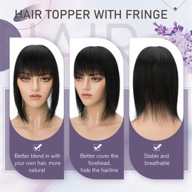 Elailite Toupee Women's Hairpiece Real Hair Topper Pony MONO Clip-In Extensions Remy Straight #01 Jet Black - 35 cm