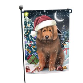 Doggie of the Day Tibetan Mastiff Dog Garden Flags - Have a Holly Jolly Christmas - Double Sided - Yard Porch Lawn Spring Decorative Gift - Home Decor 12 1/2"w x 18"h - GFLAG52968