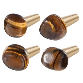 mookaitedecor Set of 4 Tiger's Eye Crystal Cabinet Knobs with Screws, Slim Crystal Stone Drawer Knobs Handles Pulls for Cupboard Wardrobe Dresser Decorative Calendar Wall Hanger Home Office Decor