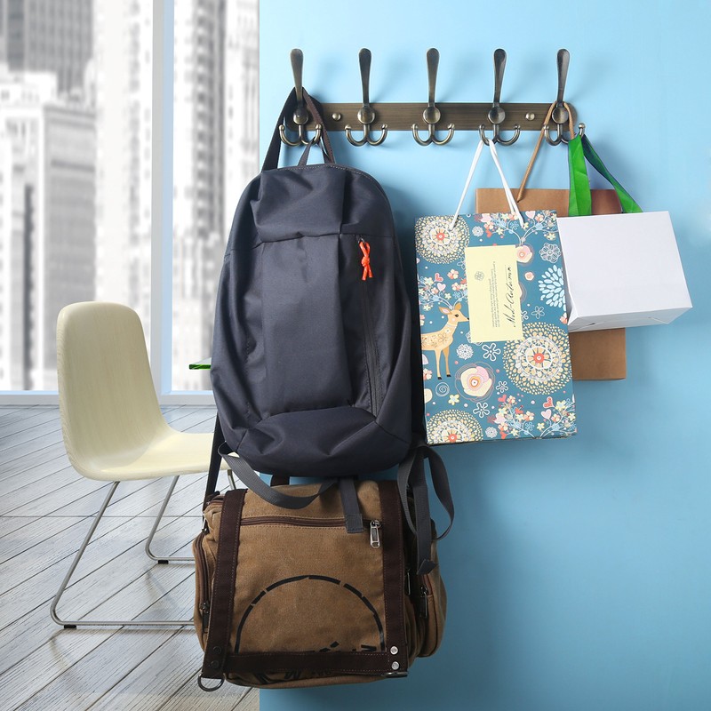 Dseap Wall Mounted Coat Rack - 5 Tri Hooks, Heavy