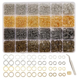 SOFPLATE 1 Box 2800Pcs+ 6 Size 4 Colors Jump Rings Kit Jump Hoops Tweezers Opening Tools Round Iron Connector Rings for Jewelry Making Keychains Earrings Necklaces Bracelets Charms Supplies Repair