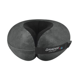 SANDINI TravelFix® Kids Size – Mirkofaser - Premium Reisekissen Made in EU/Nackenkissen mit ergonomischer Stützfunktion für Kinder – Gratis Transporttasche mit Befestigungs-Clip