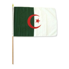 JumpingLight 12x18 12"x18" Wholesale Lot of 3 Algeria Stick Flag Wood Staff - Quality Flags
